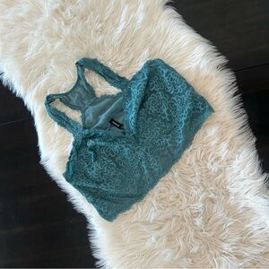 Torrid Mesh See Through Lace Bralette in Soft Blue-Gray